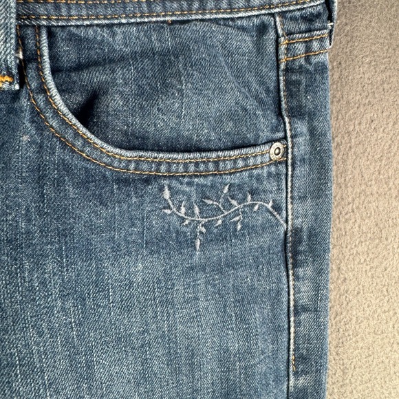 Eddie Bauer Jeans Women 14 Classic Fit‎ Bootcut 100% Cotton Embroidery Blue - Picture 12 of 13
